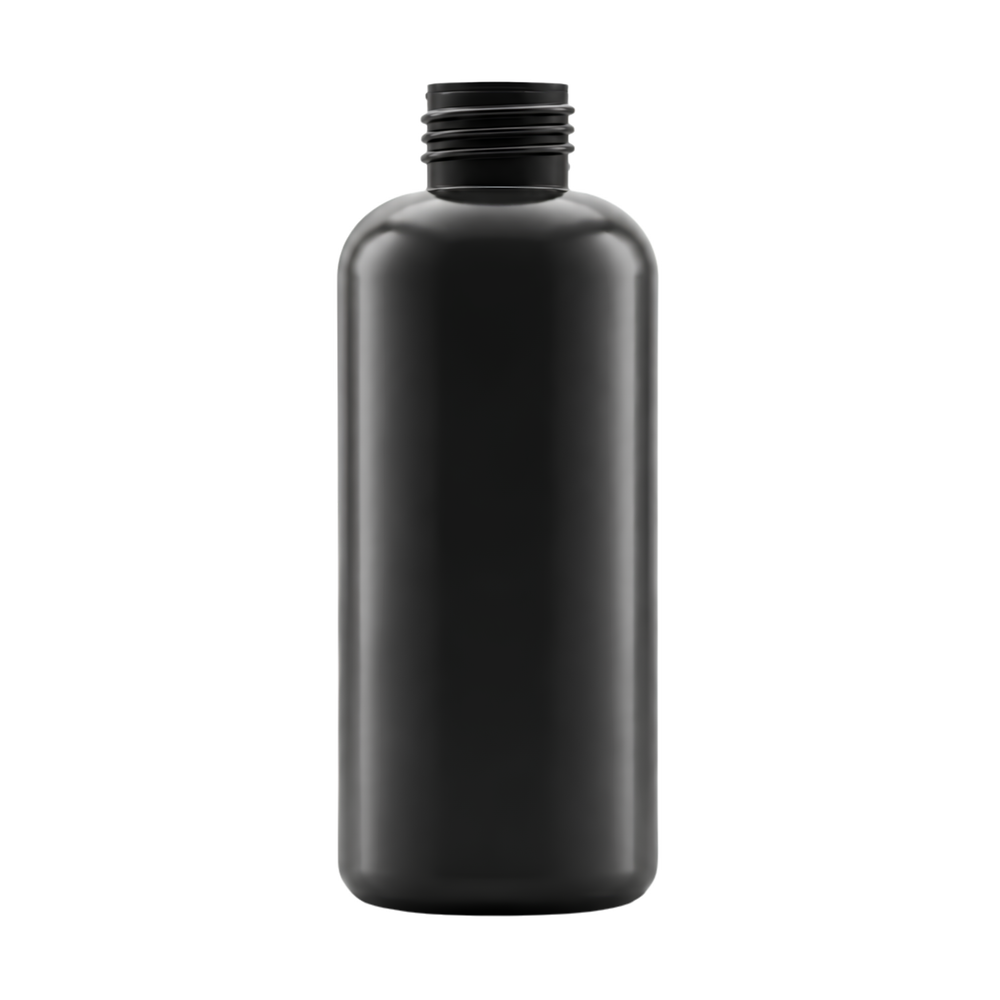 200ml HDPE Boston Bottles (24mm neck) - No Closure - Black