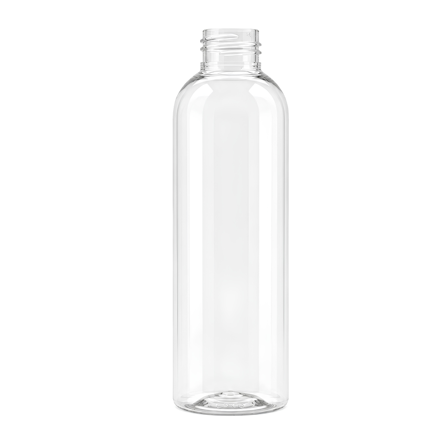 200ml PET Boston Tall Bottle (24mm neck) - No Closure - Clear
