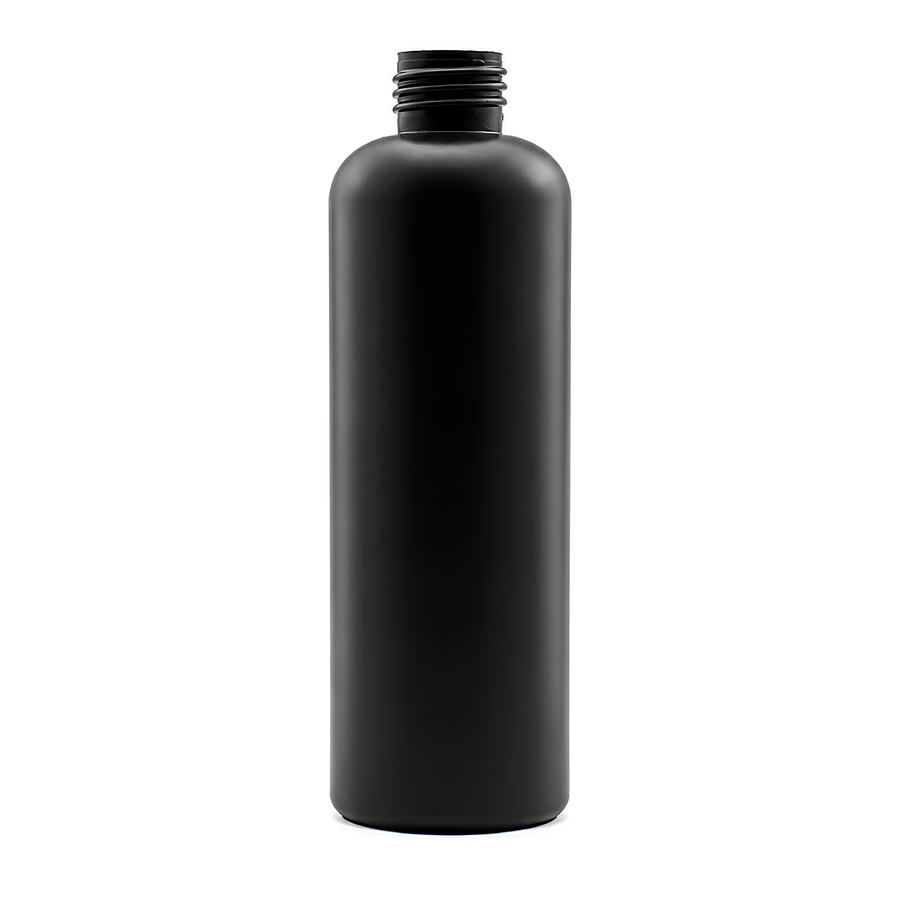 250ml HDPE Boston Tall Bottle (24mm neck) - No Closure - Black