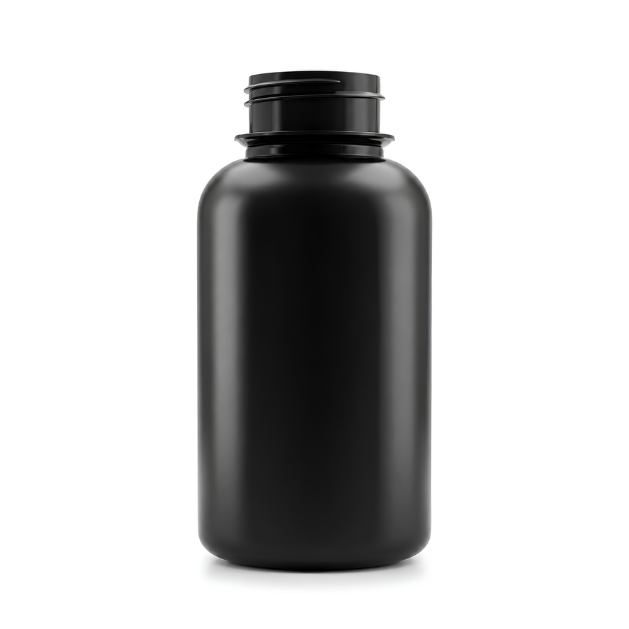 250ml HDPE Tablet Container (38mm neck) - No Closure- Black