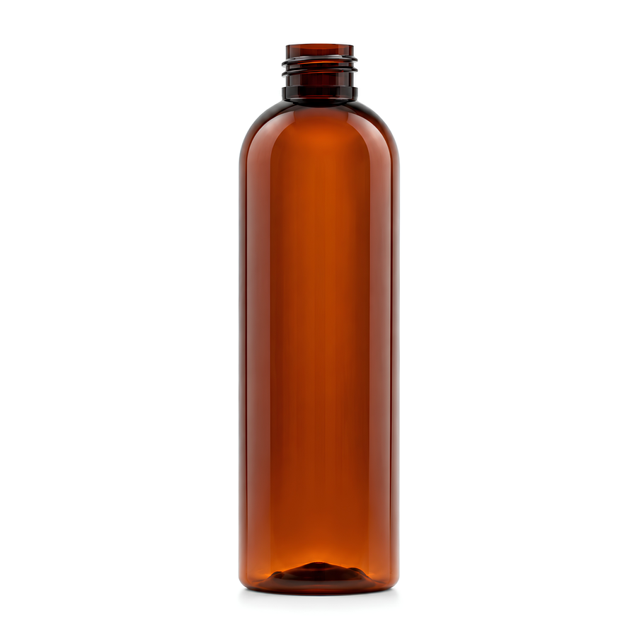 250ml PET Boston Tall Bottle (24mm neck) - No Closure - Amber