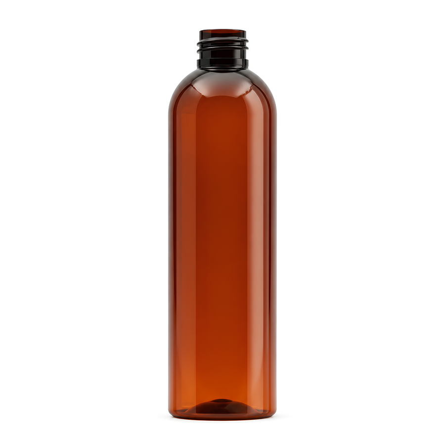 300ml PET Boston Tall Bottle (24mm neck) - No Closure - Amber