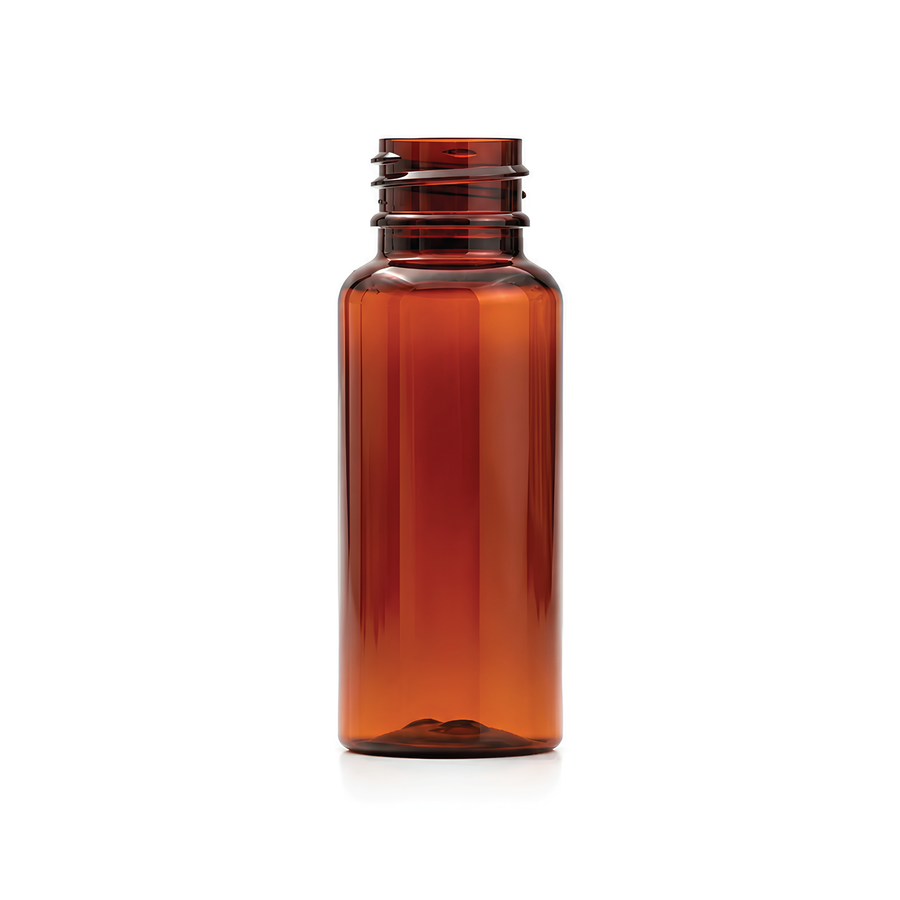 30ml PET Boston Tall Bottle (20mm neck) - No Closure - Amber