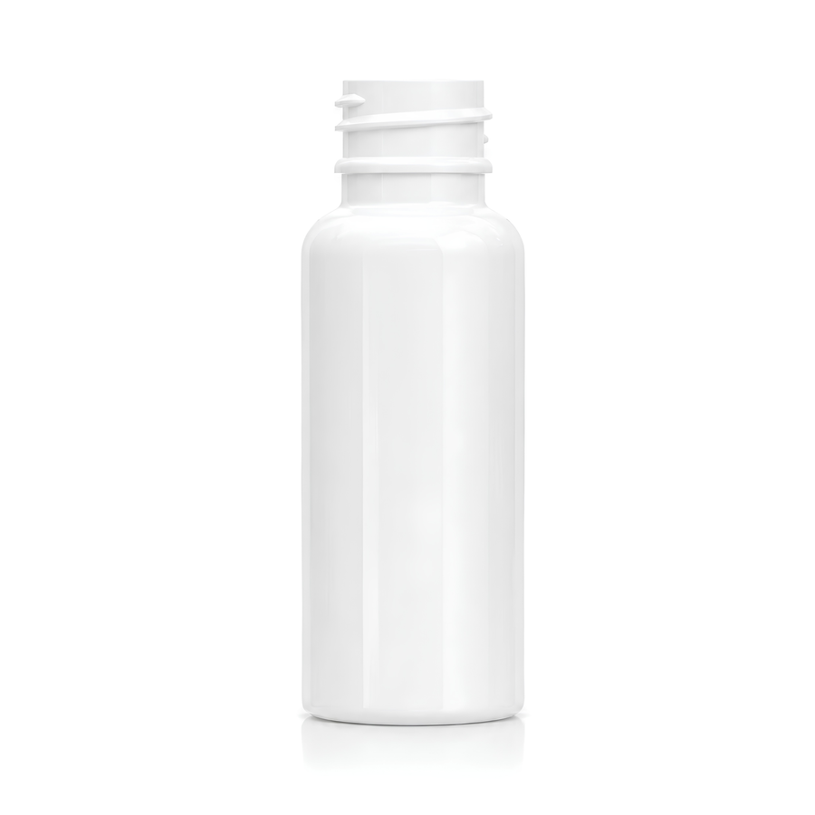 30ml PET Boston Tall Bottle (20mm neck) - No Closure - Solid White