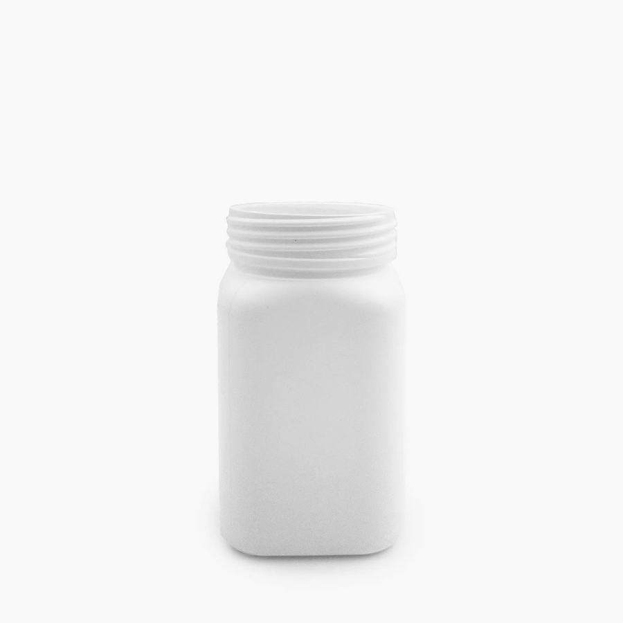 400 g HDPE Square Jar (63 mm Neck) - No Closure - White