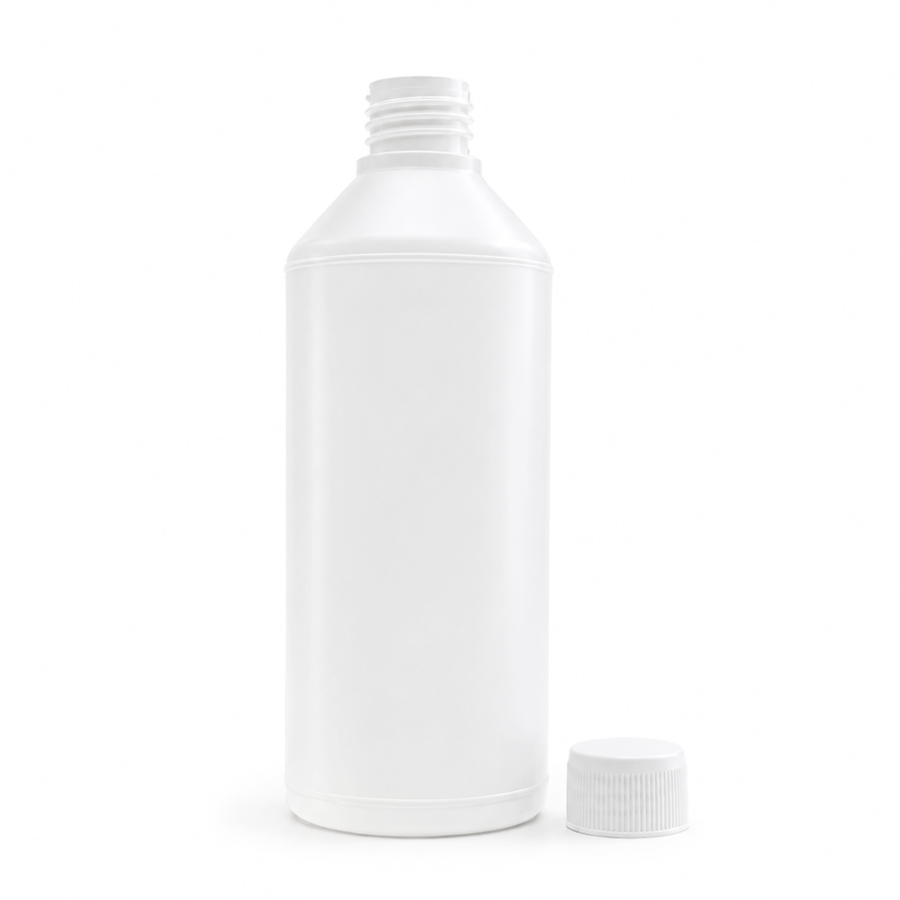500 ml HDPE Bottle (28 mm neck) - With Closure - White