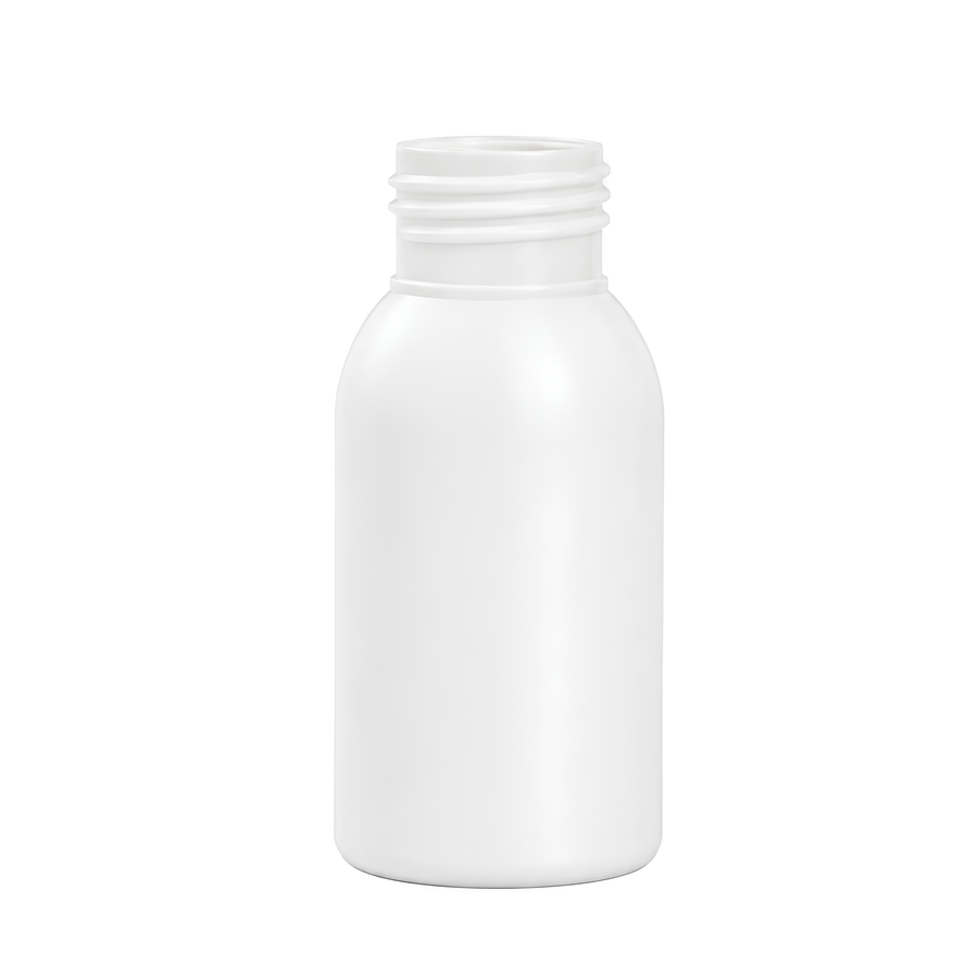 50ml HDPE Boston Bottle (24mm neck) - No Closure - White