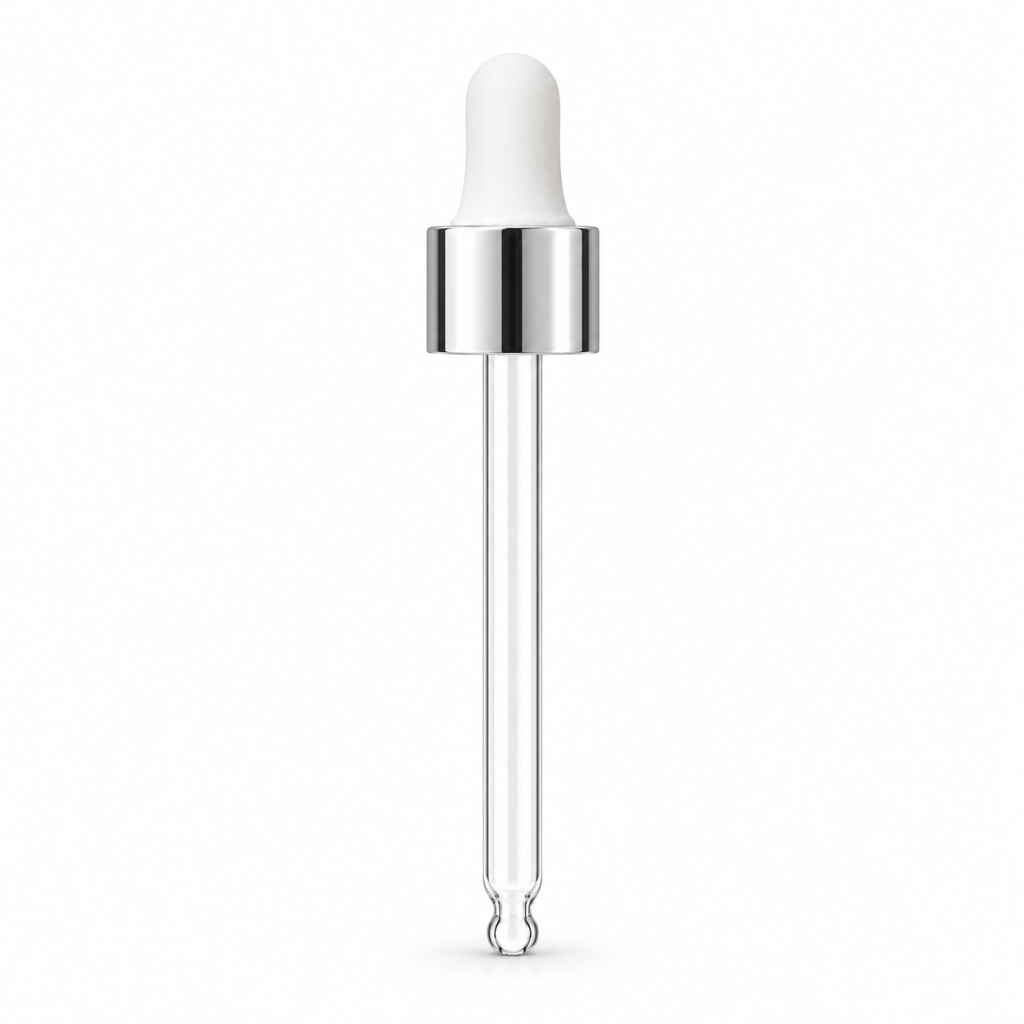 18mm Silver Collar White Bulb Pipette - 30ml Bottle
