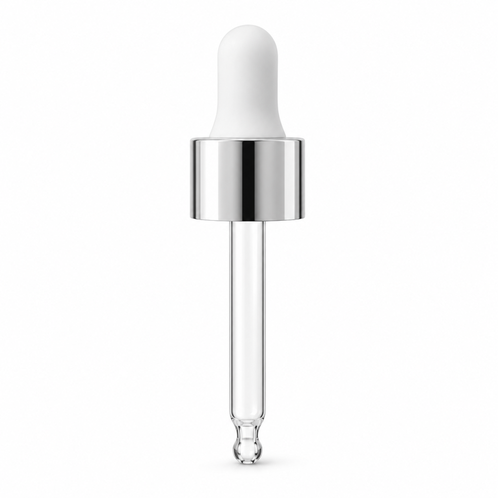 18mm Silver Collar White Bulb Pipette - 50ml Bottle